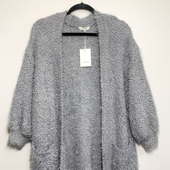 FRNCH Paris Eyelash Two Pocket Gray Cardigan NWT - Picture 4 of 9